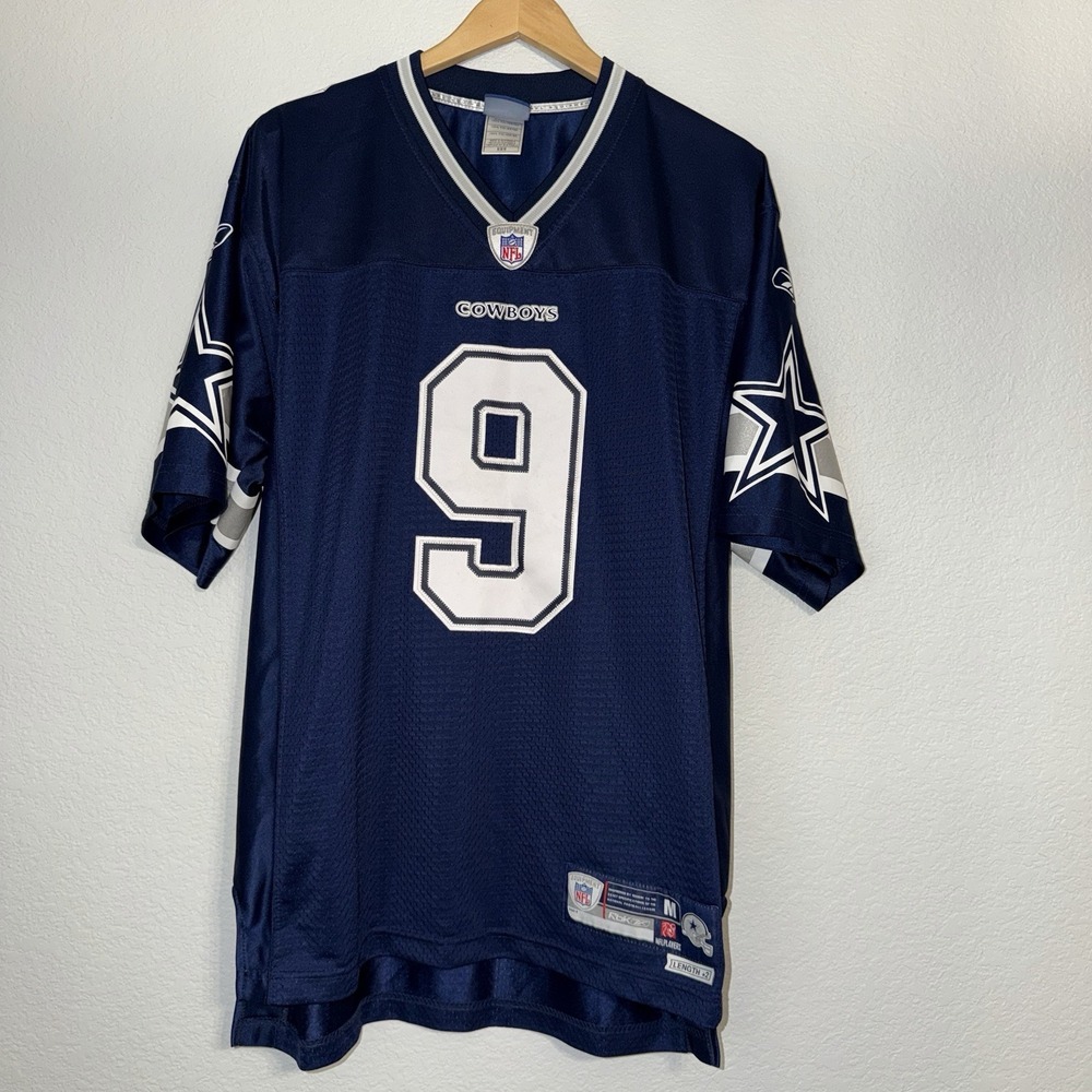 Vintage Dallas Cowboys Jersey Mens M Blue Tony Romo Reebok Stitched Length+2